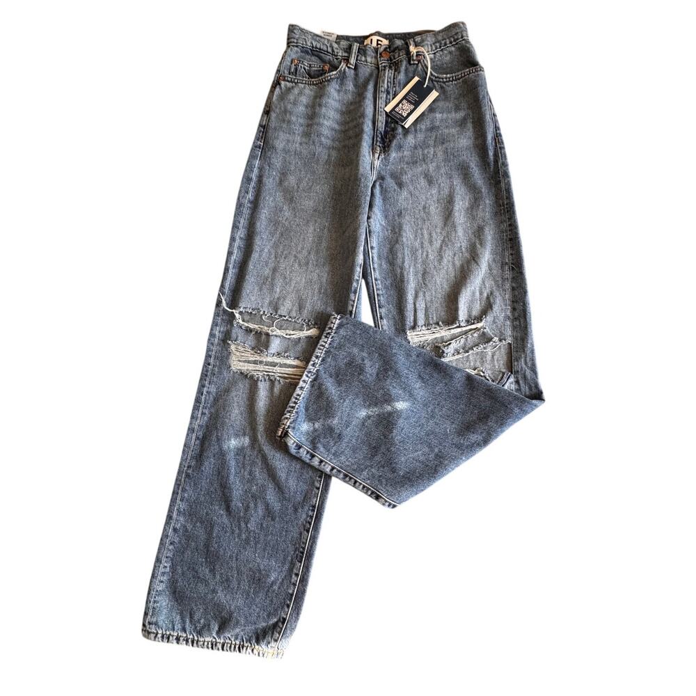 New Revolve Lovers + Friends Lennon Blue Ultra High Rise Wide Leg Jeans Size 28 - Picture 2 of 8